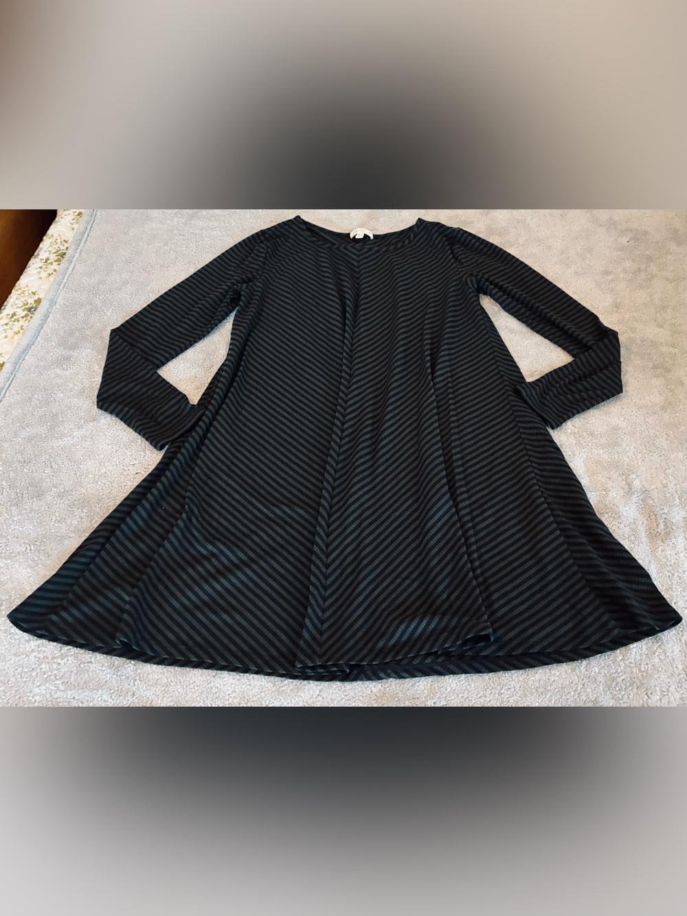 Women's Love-Fire Brand Olive Green/Black Striped Long Sleeve Swing Dress Size L